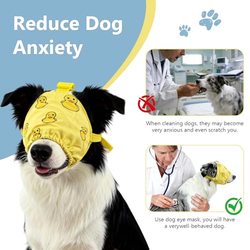 Image of NACOCO Dog Calming Cap Eye Mask Ducks Nylon Shading Pet Anxiety Mask Muzzle for Grooming Anti Car Sickness (Yellow, M)