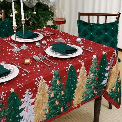 FIBORIA Tischdecke Weihnachten 140x240 cm Rot Weihnachtstischdecke...