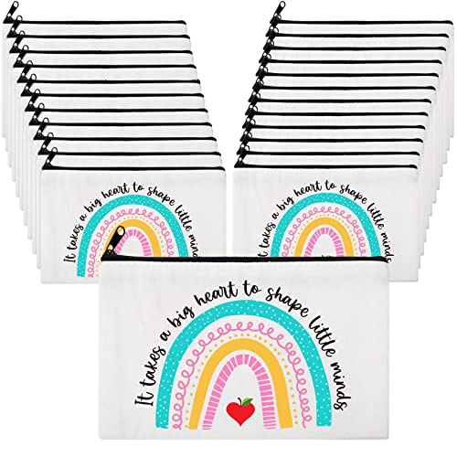 24 bolsas de cosméticos para professores, presentes de agradecimento ao professor, bolsa de maquiagem, bolsa de lona com zíper, estojo de higiene pessoal de viagem para professores, Multicor, It Takes