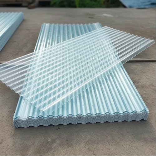 HHFSST Clear Polycarbonate Roofing Sheet Splicable Corrugated Plastic UV Resistant Insulation Day Lighting Covering Panel for Greenhouse Canopy Carport Pergola Easy Cut (Clear 10 pcs 3x3.2 ft)