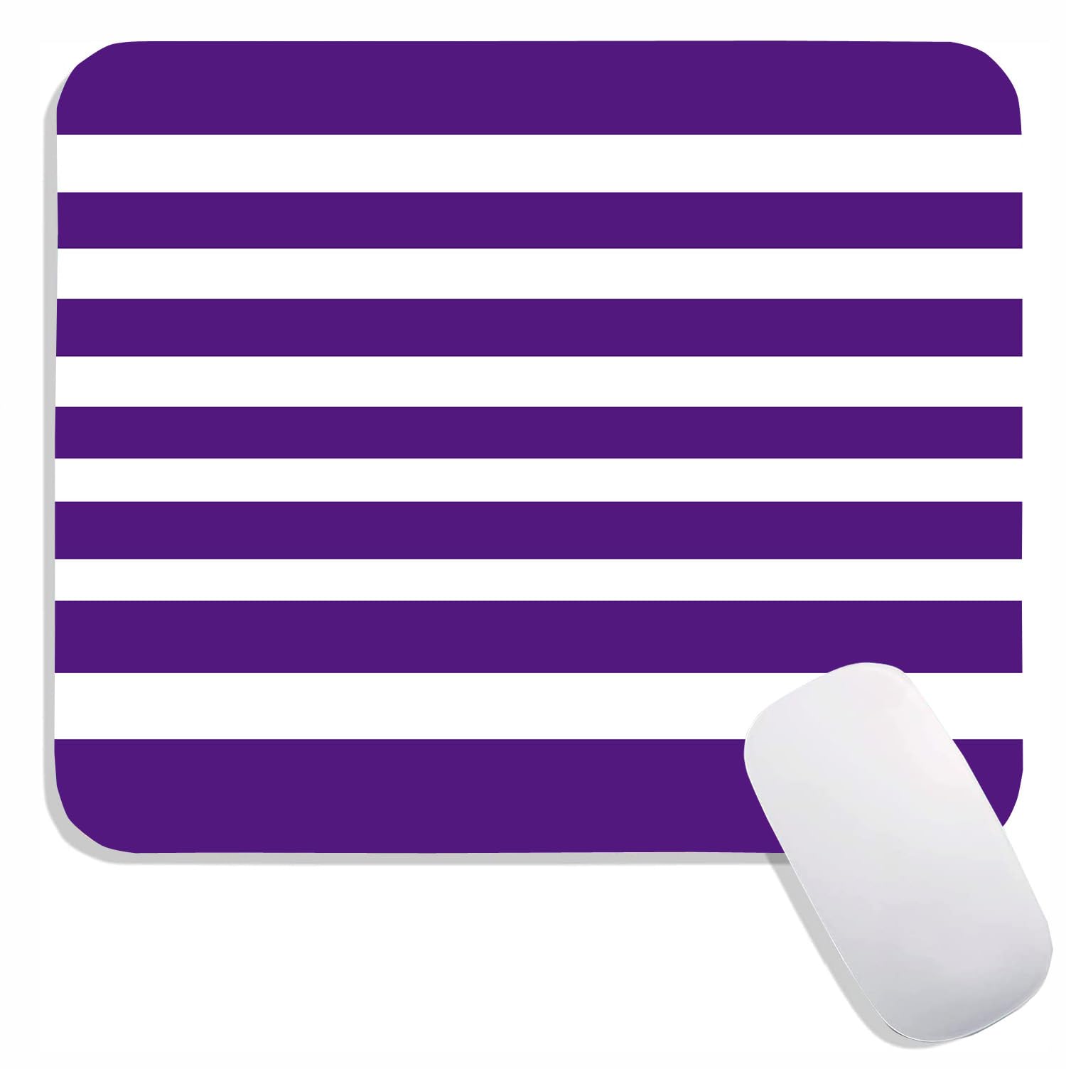 Mouse Pads Classic Stripes Modern Bright Purple and White Gaming Mousepad Non Slip Rubber Mouse Mat for Wireless Mouse, Office Desk & Laptop Computer