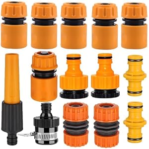ATB-Foger 14 Gartenschlauch Anschluss Kit Schlauchende Schnellanschluss, Schlauch Reparatur Anschluss, Schlauch Waterstop Connector, Double Male Snap Connector, 2in1 Threaded Tap Connector etc