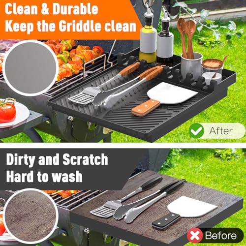 Image of Silicone Grill Mat Compatible with Blackstone, Silicone Griddle Tools with Drip Pad, Spatula Mat for Outdoor Grill Kitchen Counter (Black)