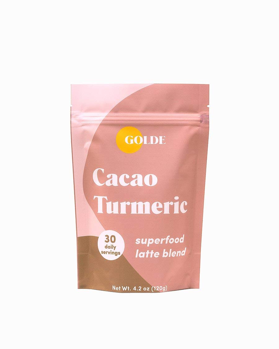 GOLDE - Superfood Latte Blend - Cacao Turmeric - Plant Based w/Turmeric, Cacao, & Coconut Milk Powder - Healthy Hot Cocoa - Coffee Replacement - Vegan, Keto, & Sugar-Free - 30 Servings