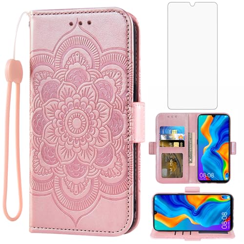 Housse rabat Huawei P30 Lite avec porte-carte et verre trempé inclus