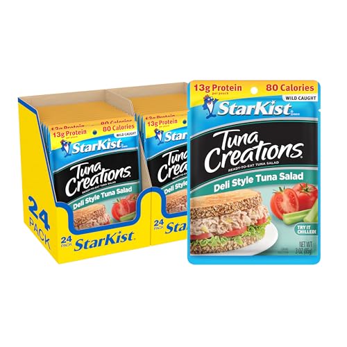Image of StarKist Tuna Creations Ready to Eat Meals Tuna Salad, 3 oz Pouch (24 Pack) Deli Style Tuna Salad | 13g Protein Per Serving, Wild Caught, Shelf Stable Seafood, Gluten Free, Soy Free, No Draining, Ready to Eat for Salads