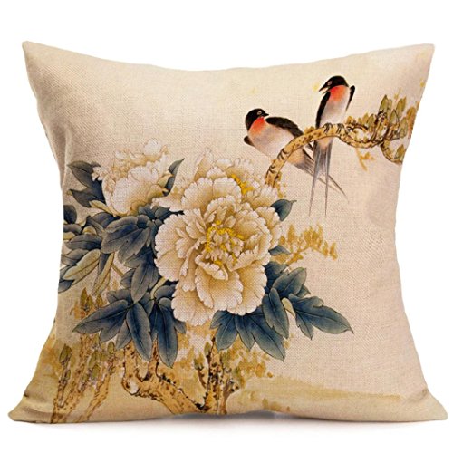 LAVANY Pillow Cases, Pillow Covers Peony Printed Pillowcases Cushion Home Car Sofa Decorative (A)