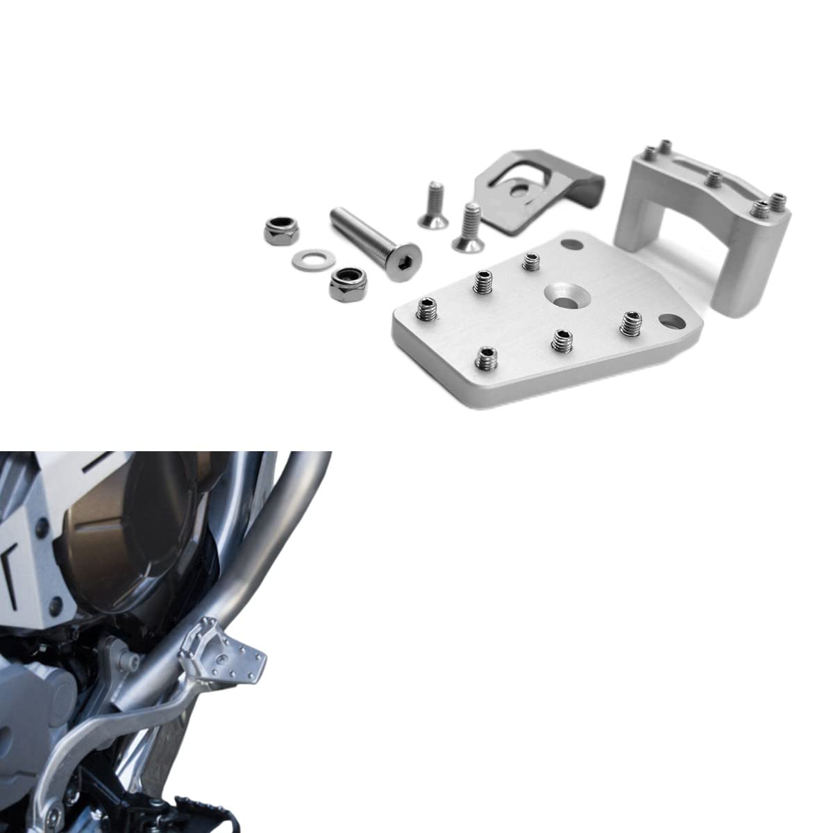 tikono DualControl Brake Lever Enlarger & Riser for Honda CRF1000L/1100L Africa Twin,for Honda Africa Twin 1100 2020 to 2022 Africa Twin 1000 CRF1000L CRF1100L (Silver)