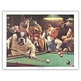 The Hustler by Arthur Sarnoff Dogs Playing Pool Art Print Poster (Overall Size: 20x16) (Image Size:...