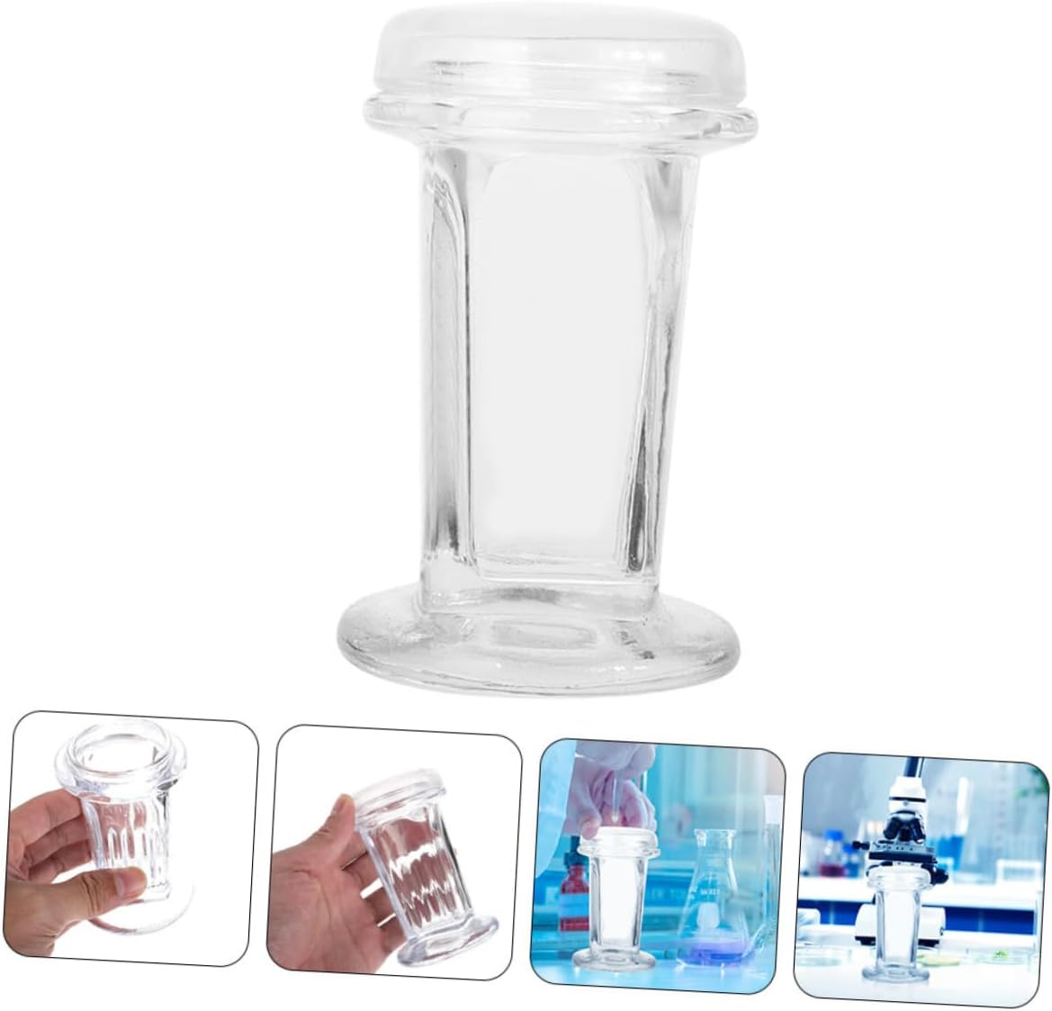 Cabilock 3pcs Glass Staining Jars Lids Slide Capacity Lab Storage Containers for Microscope Slides Medical Lab Use
