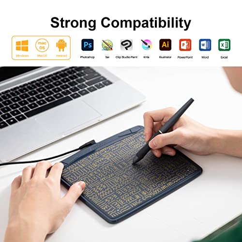 Artisul A601 Drawing Tablet 7 Inch Graphics Tablet With 8192 Pressure Sensitivity Battery-Free Stylus Pen Tablet Compatible With Windows Macos Android For Osu/Beginner/Digital Drawing/Online Teaching #TOP6