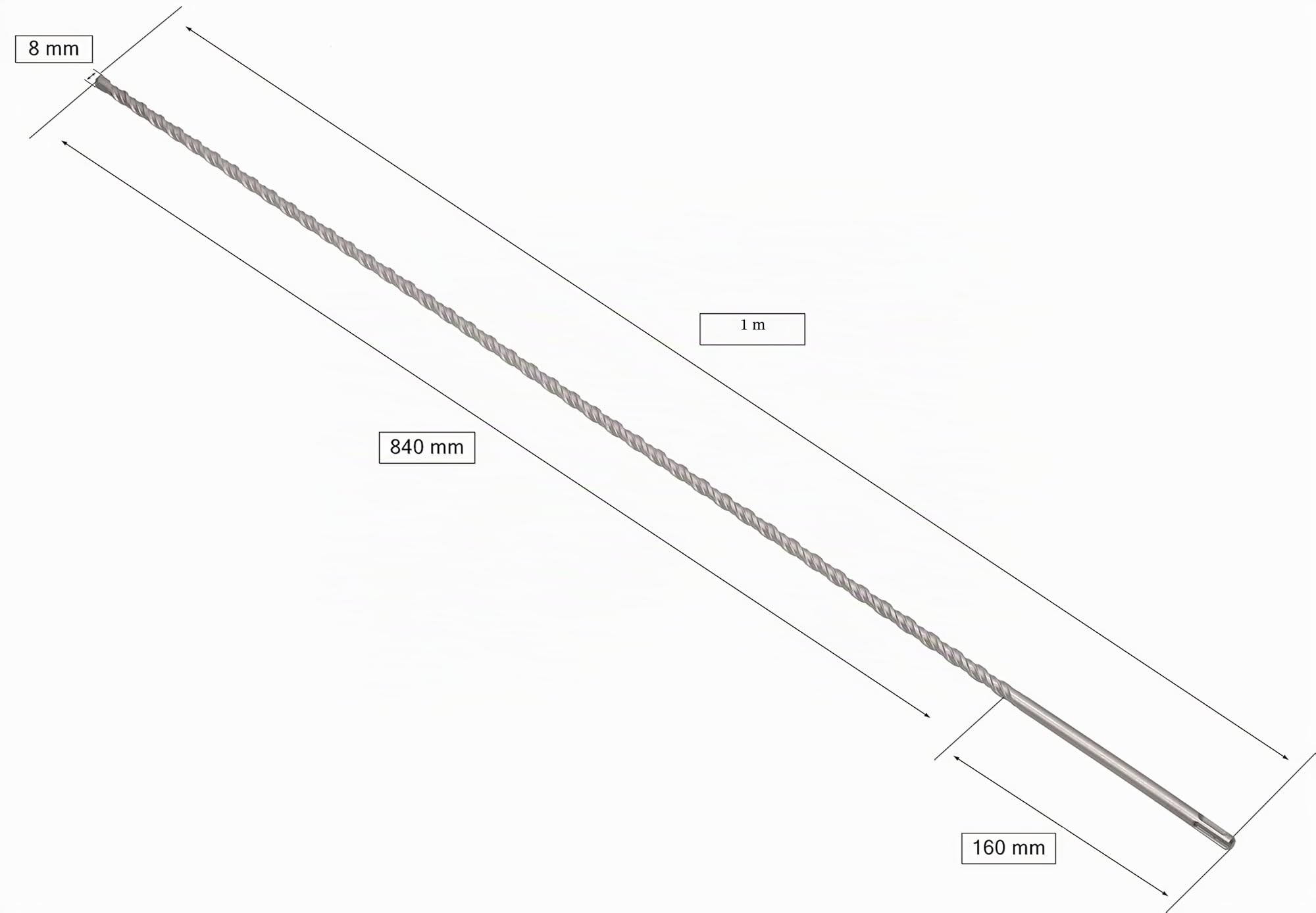 KOTARBAU® Broca SDS Plus 8 x 1000 mm, Broca para hormigón, mampostería, Perforación eficiente y precisa, SDS+, Accesorio para Martillo perforador