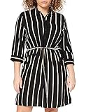 ONLY Damen Kleid Tamari 3/4 Sleeve Shirt Dress 15185738 Black White/Camel Stripe 42
