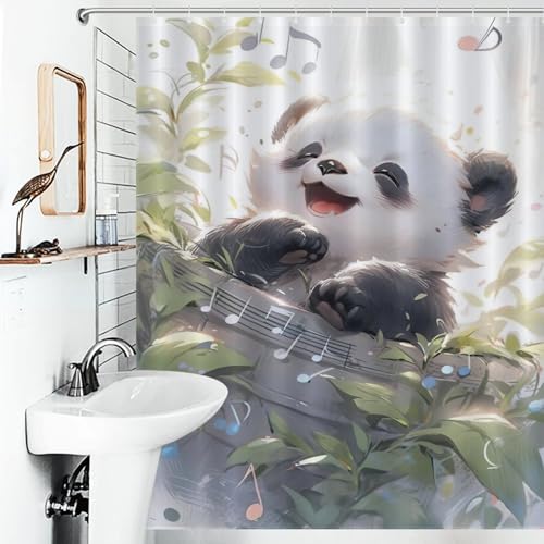 Rideau de bain lavable Panda en tissu polyester de qualité supérieure - 6