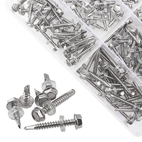 200 tornillos hexagonales autoperforantes de acero inoxidable #10 miniatura 3