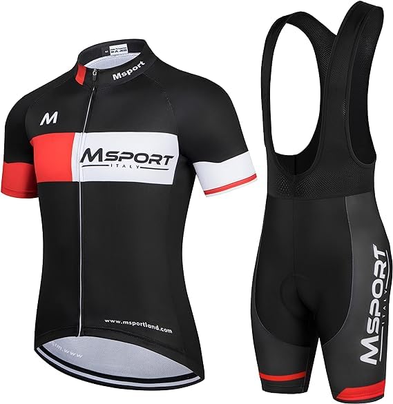Msport Ensemble de Cyclisme Respirant à Séchage Rapide – Tenue Cyclisme Maillot Homme + Cuissard Rembourré Gel 5D - A-03r M