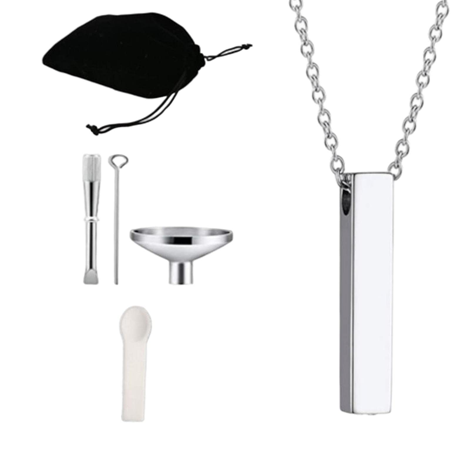 Men Cremation Urn Necklace for Ashes Manmade Memorial Pendant Tube Silver |Jewelry & Watches | Fashion Jewelry | Necklaces & Pendants-image-16