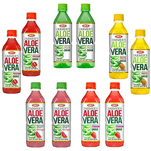 OKF Farmer's Aloe Vera Drink Variety Pack bottles
