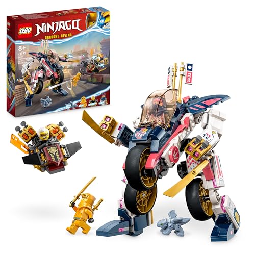 LEGO 71792 Ninjago Moto de Carreras Mecánica Transformer de Sora, Set 2in1, Figura de Acción Transformer Mecánica a Moto Ninja con 3 Minifiguras, Juguete para Niños y Niñas