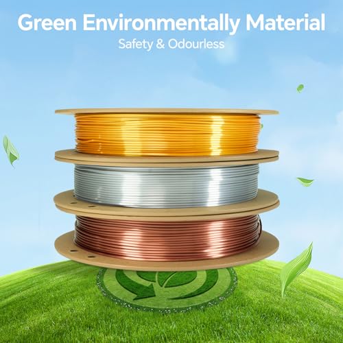 Image of Geeetech Bundle Silk PLA Filament 1.75mm for 3D Printer, Metal-Like Shiny 3D Filament, 3 Spools Pack, 0.5kg /Spool, Dimensional Accuracy + /- 0.02 mm, Metallic Silver+Copper+Gold