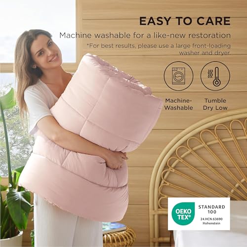 Image of Bedsure Comforter Duvet Insert - Quilted Comforters Cal King Size, All Season Duvet, GentleSoft Down Alternative Bedding, with 8 Tabs, Gifts for Women /Men, Pink, California King 96 X 102 Inches