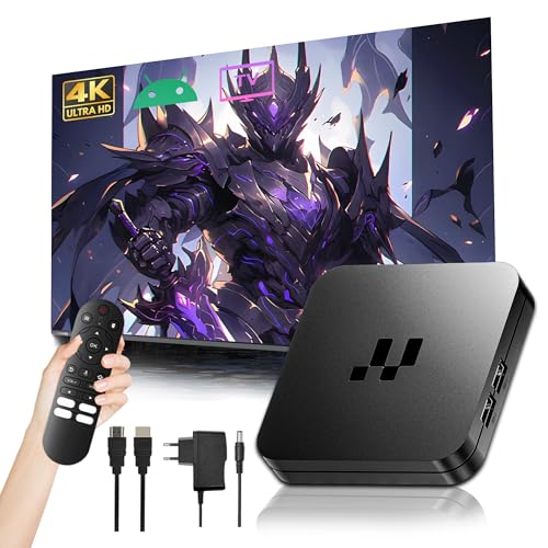 Y1 Android 16.0 Caja TV, Smart Box 4K HD para Televisor con WiFi 2,4GHz + 5GHz, Dispositivo TV Caja de Canales de Internet, Chip S905, USB 2.0, Compacto y Potente (Control Remoto por Voz Bluetooth)
