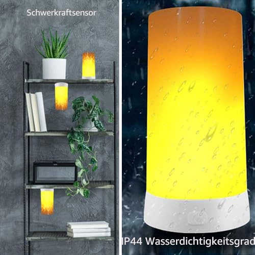 Hawofly LED-Flammeneffektlicht, 2er-Pack Flammenlampe, wiederaufladbares USB Flammenlicht mit Fernbedienung und Timer… – Ansicht 5