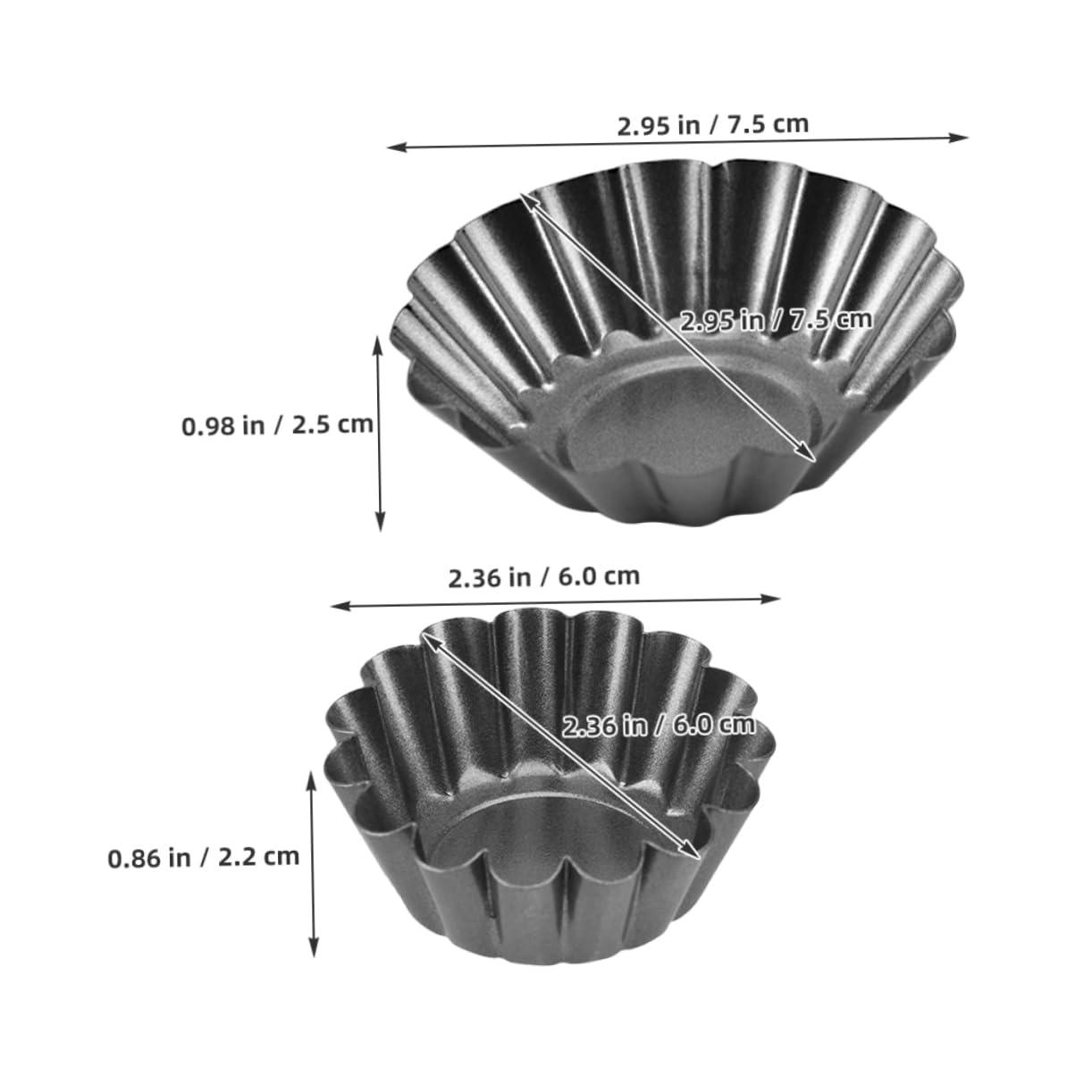 OUNONA 4pcs Tart Mould Carbon Steel Cupcake Moulds DIY Baking Molds With Grooved Edges Egg Tart Carbon Steel Mold Cheesecake Mould