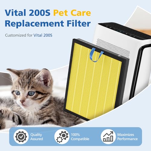 Vital 200S Pet Care Replacement Filter Compatible with LEVOIT Vital 200S Air Purifier, 3-in-1 Filtration with Activated Carbon Vital 200S-P Filter, Vital 200S-RF-PA (LRF-V201-YUS), 2 Pack, Yellow