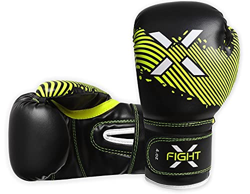 Fightx Kids Boxing Gloves For 3-8 Years 4 6 Oz Training Mma Boys Girls Kickboxing Punching Gloves For Training, Punching Bag, Muay Thai, Mma (Black/Yellow Fluorescent, 6Oz) #TOP1