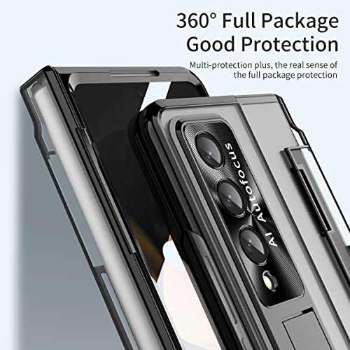 Coque Z Fold 4 robuste avec protection d'écran en polycarbonate premium noir