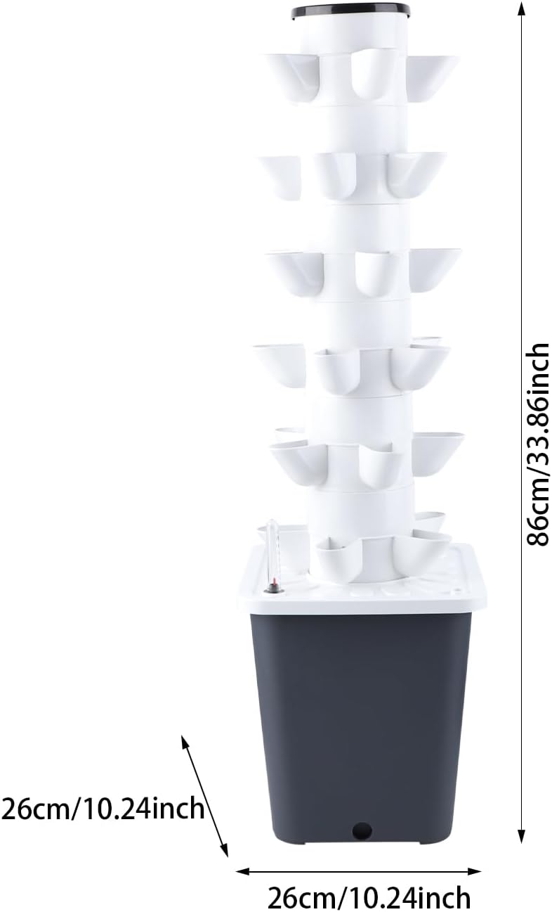 Hydroponics Growing System, Herb Garden Planter Indoor Garden Kit, Vertical Garden Tower, Indoor Plant Growing System, Modern Portable Garden, Home Decor, Gift for Gardening Lover(30-Plant)