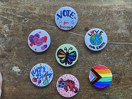 Plain white pinback buttons for DIY crafts - pack of 10 - GLOSSY (standard size, 2.25\") - Thumbnail 5