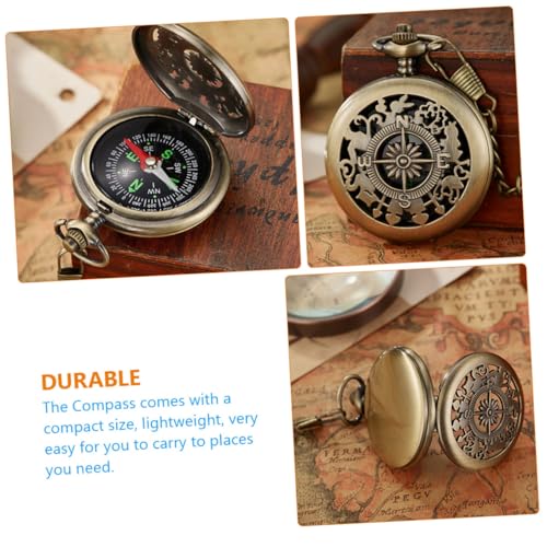 Brújula de bolsillo Vintage SUPVOX estilo reloj portátil miniatura 3