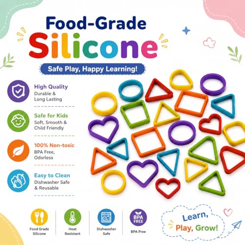 Image of Silicone Rainbow Shape Sorting Game for Kids, Montessori Learning Toy, Color & Shape Matching, Counting, Sequencing, Fine Motor Skills Activity, Preschool Gift For Kids Girls, Ages 3-6
