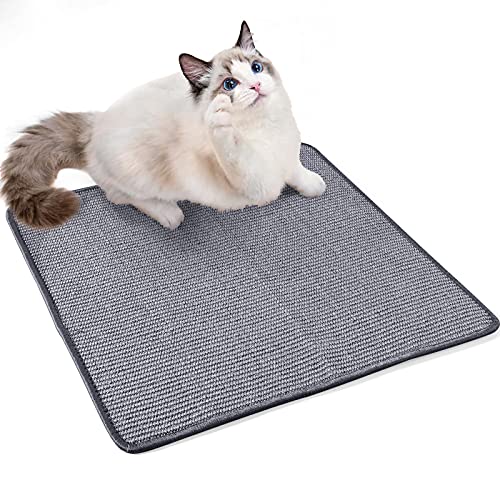 PETTOM Tapis Griffoir Chat Grand Taille 60×60 CM Tapis à Gratter pour Chat Anti-Dérapant Grand Tapis Griffoir pour Chat en Sisal Naturel Assez Epais pour Chat Adult (Gris)