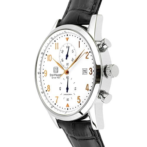 Men's S0918 Lugano Chronograph Stainless Steel and Black Leather Dress Watch2