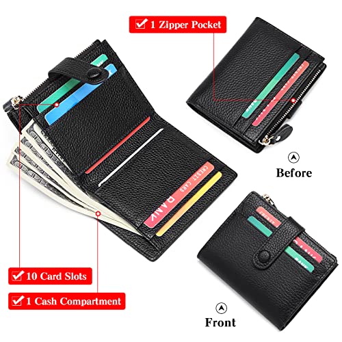 FALAN MULE Small Wallets for Women RFID Blocking Slim Bifold Leather Womens Wallet with Zipper Coin Purse2