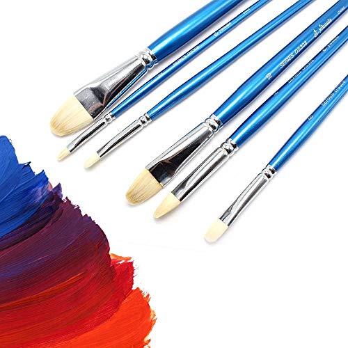 WYN 6 pcs Watercolor Painting Nylon hair Blue long pole Brush Professional Artist's Paint Brush for Oil Paint Brush