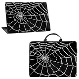 13 inch Laptop Sleeve with Laptop Skin Sticker Set – Waterproof Slim Laptop Case with Durable Smooth Zipper, Lightweight Computer Bag for MacBook Dell HP Lenovo, Spider Web