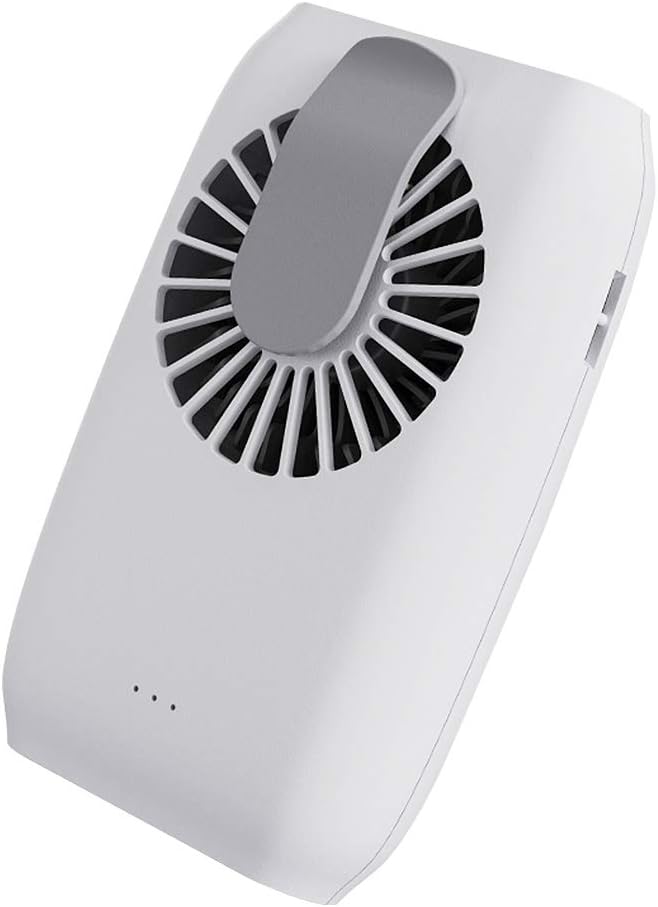 Mini Waist Clip on Fan,Waist Cooling Fan,Portable hands-free necklace and wrist fan with 15H Working Time, 3 Speeds Mode, and USB Rechargeable Battery Operated,for Home Office Outdoor Travel,（White）