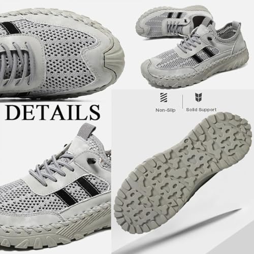 Zenfaze Orthopedic Shoes for Men,Men's Slip-On Orthopedic Leather Hiking Shoes,Summer Handmade Breathable Outdoor Lightweight Slip-On Mesh Casual Sneakers2