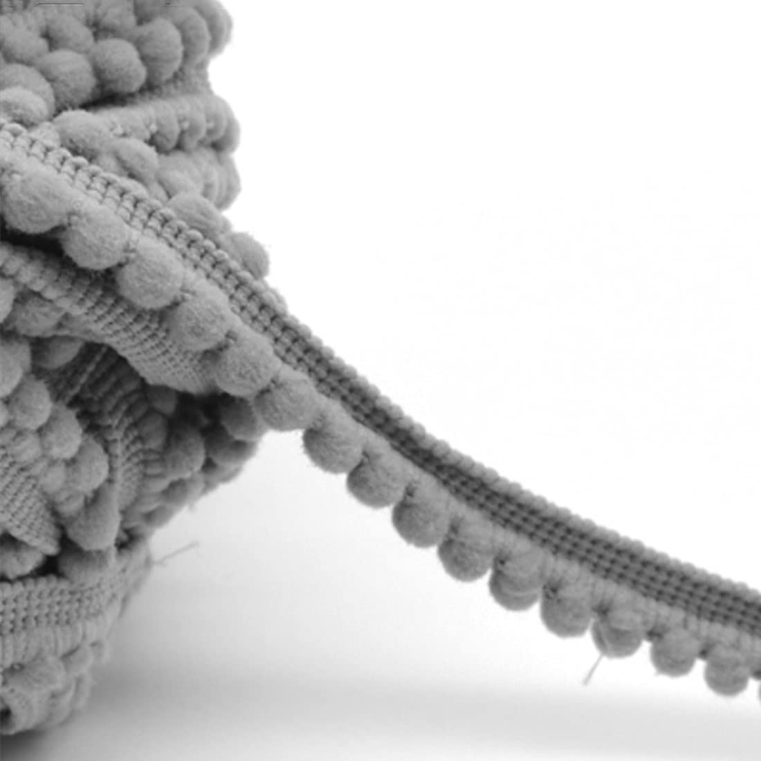 18 Yards Mini Pom Pom Ribbon Trim, Sewing Lace (Grey)