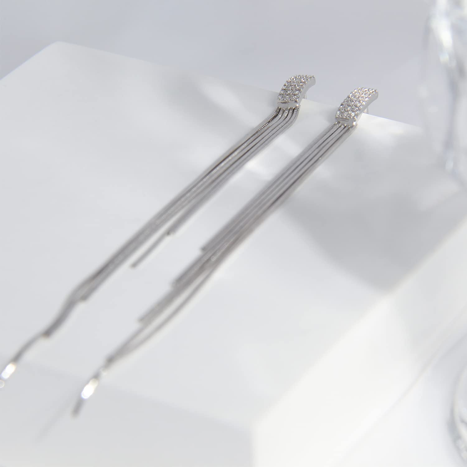 Meissa Sterling Silber Dangle und Drop Ohrringe für Frauen Cubic Zirkonia Lange Ohrringe Statement Diamant Ohrringe Hypoallergen