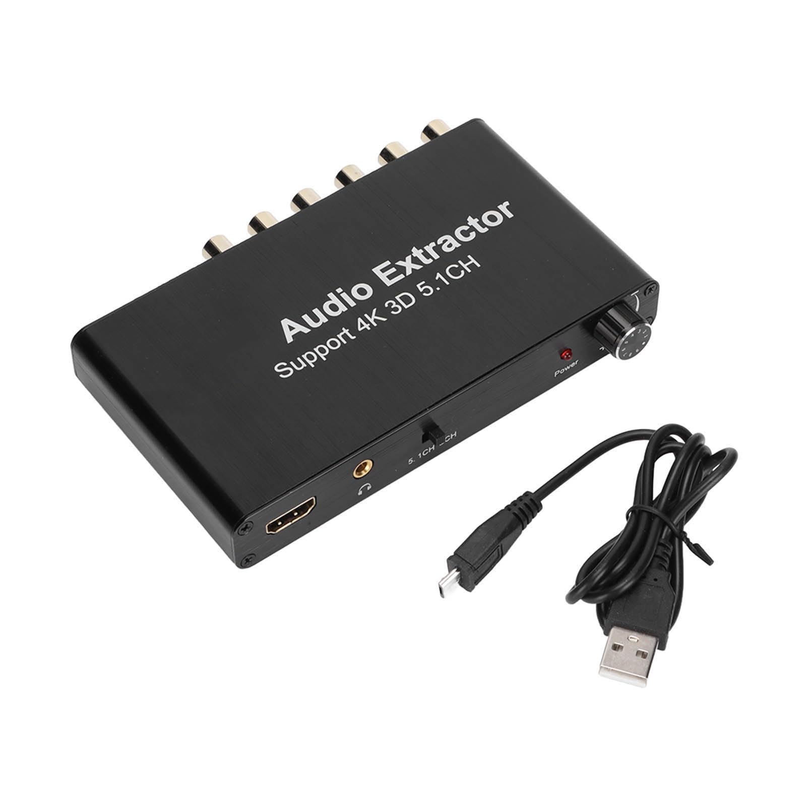 Estrattore audio 4K 3D 5.1CH HD Interfaccia multimediale Convertitore analogico Adattatore in lega di alluminio per 360 HDTV hdmi arc al convertitore audio