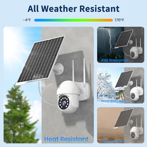 2 Pack 9W Solar Panels- IP65 Waterproof, High Efficiency Charger with 10FT USB-C Cable and Micro USB Adapter, Works in -4°F~176°F, for Outdoor Cameras, Smartphones and All DC 5V Devices - Image 4