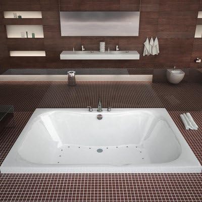 4060NAL Dominica 60" x 23" Rectangular Air Tub Drain Location: Right, Finish: White, Trim Finish: Polished Chrome