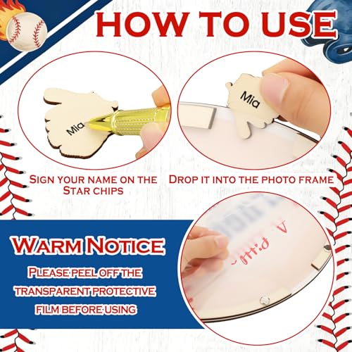 Image of Wenqik 63 Pcs Baseball a Little Slugger is on The Way Baby Shower Guest Book Alternatives Set Baby Shower Decorations with Photo Frame Sonogram Frame Keepsake 60 Wood Slices Guest Book for Birthday