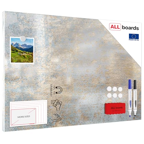 ALLboards Metallische Magnettafel GOLDENER BETON, 60x40cm...