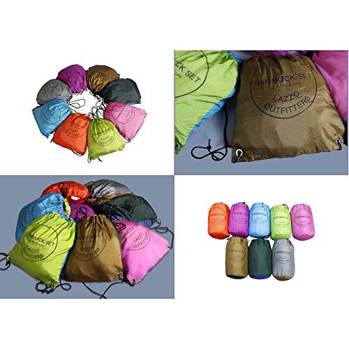 LAZZO Camping Hammock Set All-Inclusive Double Hammock, Bug Net, Tarp, Suspension, Guyline, Stakes and Backpack, Perfect for Backpacking, Camping, Hiking & Yard (Olive, 10) - Image 3